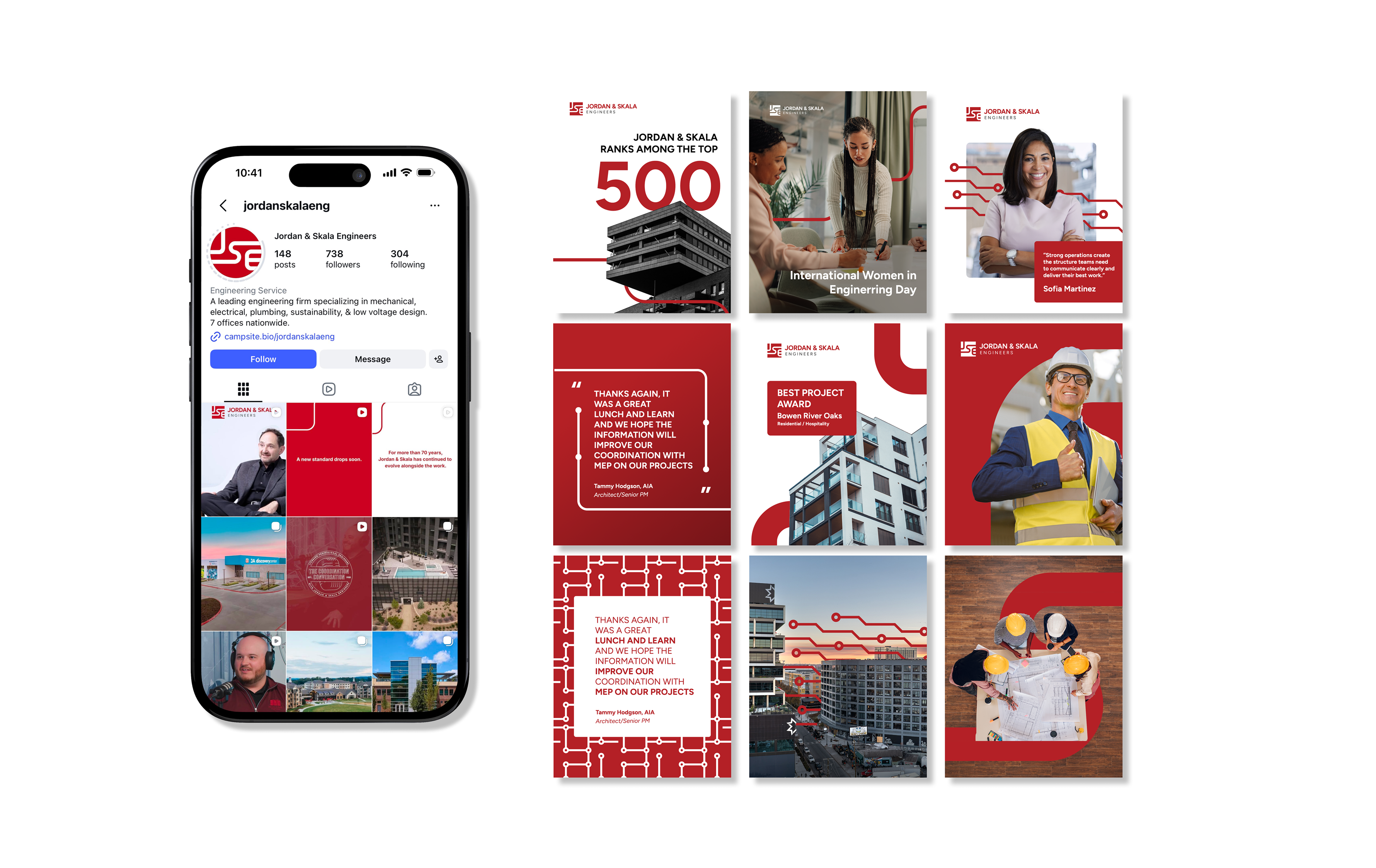 Jordan and Skala Engineers social media designs.
